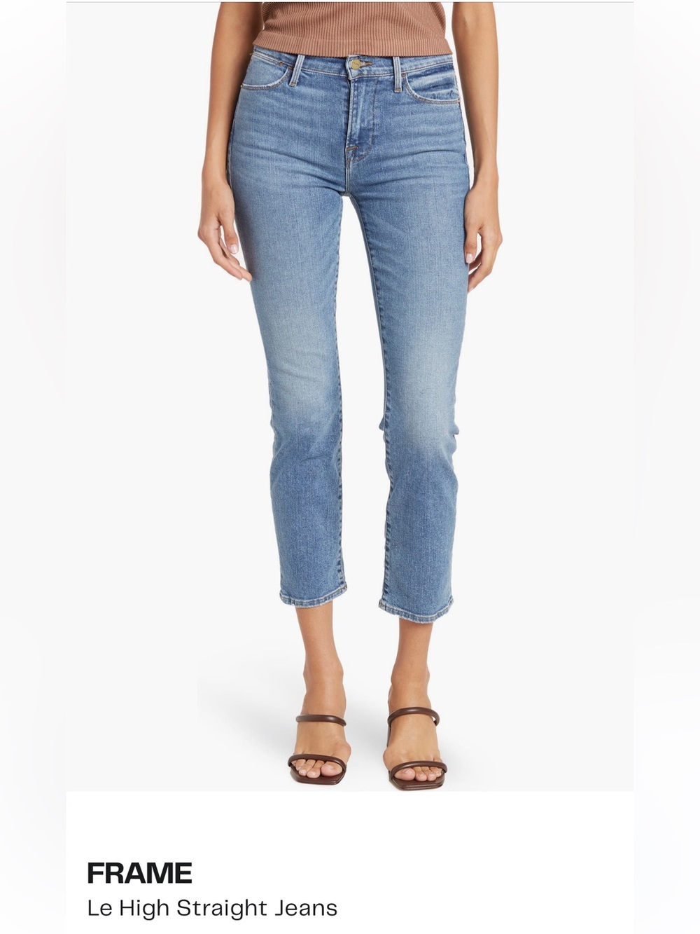Frame Denim Le High Straight Leg Jeans in light blue wash